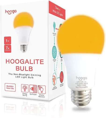 Miniatura 4 de Bombilla de luz para dormir Hooga - Luz nocturna roja que bloquea la luz azul, 625nm para un sueño saludable - Guardería para bebé, LED de 1W, Rojo