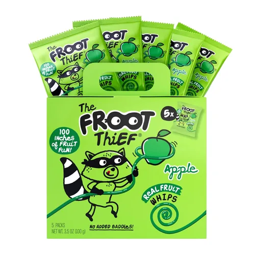 Miniatura 15 de THE FROOT Thief Golosinas de fruta real, sin frutos secos, perfectas para almuerzos escolares, bolsas individuales para niños, manzana, paquete de 5