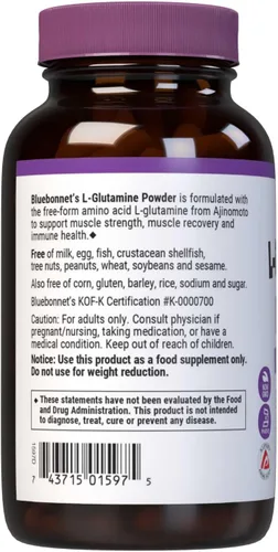 Miniatura 3 de Bluebonnet Nutrición L-glutamina en polvo, 8 onzas