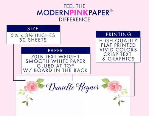 Miniatura 5 de Lindo bloc de notas personalizado para niñas, juego de bloc de notas de papelería personalizado, juego de papel de papelería simple y sobres, papel