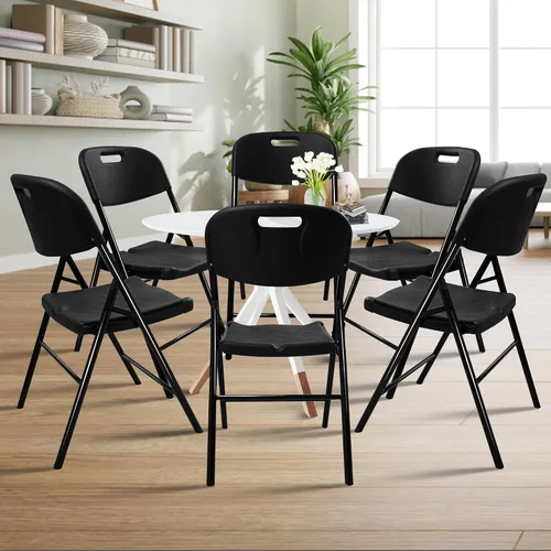 Miniatura 5 de Paquete de 10 sillas plegables, capacidad de peso de 600 libras, sillas plegables resistentes para interiores y exteriores, para restaurantes, Negro