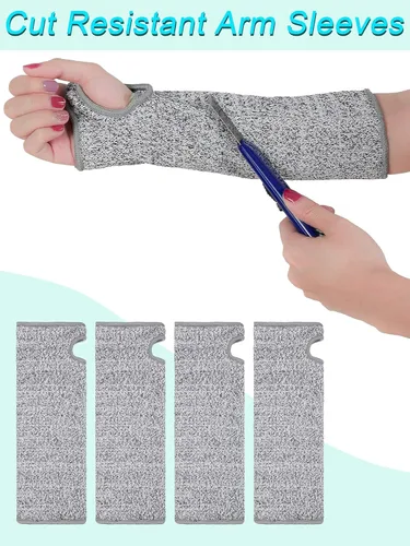 Miniatura 3 de SATINIOR Mangas protectoras resistentes a los cortes, mangas protectoras para brazos de seguridad con orificio para el pulgar para jardín y cocina
