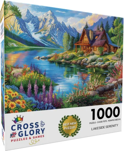 Miniatura 2 de Cross & Glory - Lakeside Serenity - Rompecabezas de 1000 piezas para adultos Cabaña de montaña tranquila Ideal para la relajación y los amantes