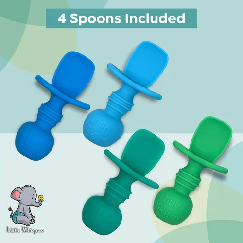 Miniatura 5 de LittleWhispers - Cucharas de silicona para bebés, autoservicio de 6 meses, utensilios aptos para bebés, niños pequeños y niños, primera etapa
