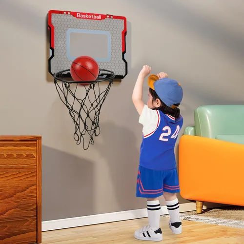 Miniatura 6 de Aro de baloncesto interior con 2 bolas y accesorios completos, sobre la puerta y mini aro para niños y adultos