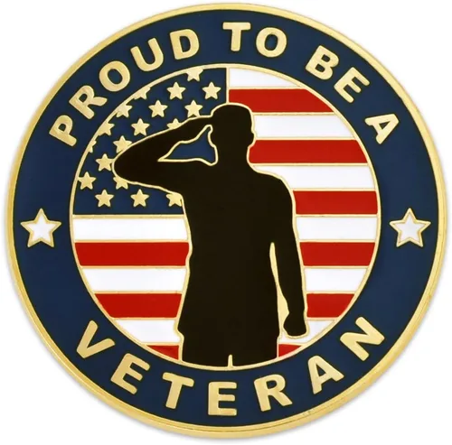 Miniatura 15 de PinMart Pin de veterano – Pin patriótico americano de solapa o sombrero – Orgulloso de ser retirado ejército, marina, fuerza aérea o cuerpo