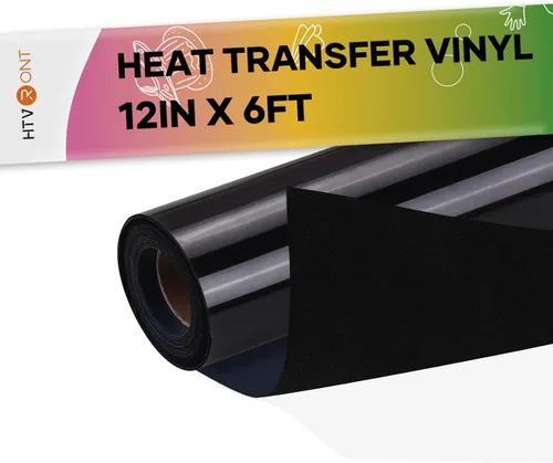 Miniatura 59 de HTVRONT Rollo de vinilo HTV negro, 10 pulgadas x 6 pies, transferencia de calor 3D para camisetas, Cricut y Cameo, fácil de cortar, desmalezar
