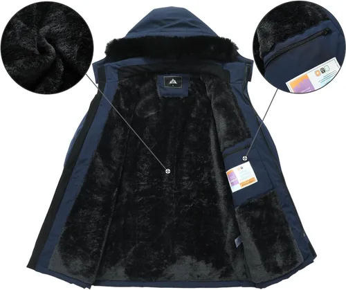 Miniatura 6 de MOERDENG - Chaqueta de esquí para mujer, resistente al agua, abrigo de invierno para nieve, cortavientos de montaña, con capucha