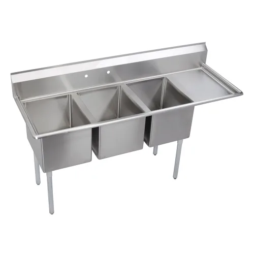 Miniatura 8 de Elkay Foodservice Fregadero de 3 compartimentos, 94 x 23.75 pulgadas OA, altura de trabajo de 36 pulgadas, cuenco de 18 x 18 pulgadas, 12 profundos