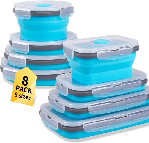 Miniatura 15 de Recipientes plegables extra grandes para almacenamiento de alimentos con tapa y ventilación de aire, 58 oz, paquete de 4, recipiente plegable XL