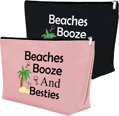 Miniatura 9 de Mxrymvu Regalos de playa para mujeres, bolsa de maquillaje, regalos para amantes de la playa, 2 piezas beige.