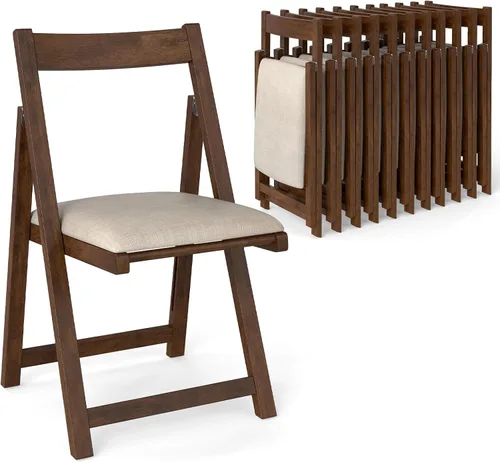 Miniatura 10 de GOFLAME Juego de 4 sillas plegables para comedor, sillas plegables con asiento acolchado y respaldo ergonómico, estructura de madera de goma, sillas