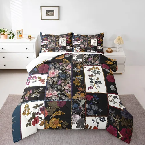 Miniatura 24 de Erosebridal - Juego de ropa de cama damascada negra para adultos, conjunto de edredón victoriano antiguo estilo barroco, tamaño queen, edredón Multi