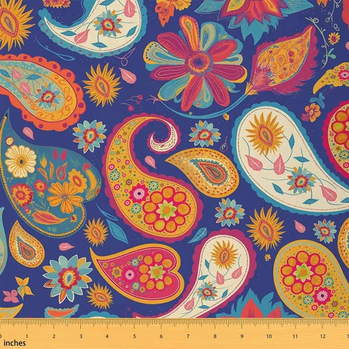 Miniatura 26 de Feelyou Tela de Flores Groovy por Yarda 1 Yarda Niños Retro Floral Boho Tela de Tapicería para Sillas para Niños Niñas Adolescentes Años 70 Hippie
