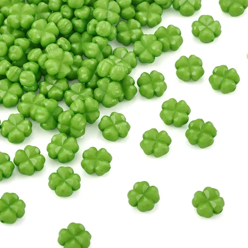 100 cuentas acrílicas de trébol de cuatro hojas verdes de 0.433 in para hacer pulseras, collares, aretes, joyería