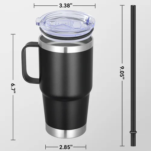 Miniatura 4 de Vaso térmico de acero inoxidable de 20 oz con asa, envase a granel, vasos termales metálicos aislados, taza de café de viaje con asa, vaso de doble