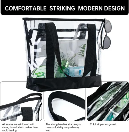 Miniatura 6 de Bolso transparente BORMELUN, con asa de cremallera para el trabajo, plástico transparente para mujer