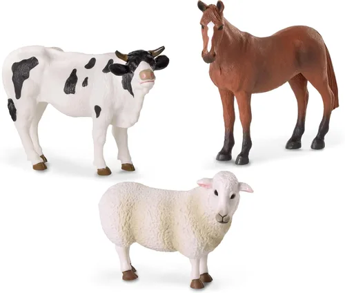 Miniatura 7 de Terra by Battat Juego de juguetes de animales de granja con figuras realistas de vaca, toros y burro Holstein - Juguetes educativos para niños