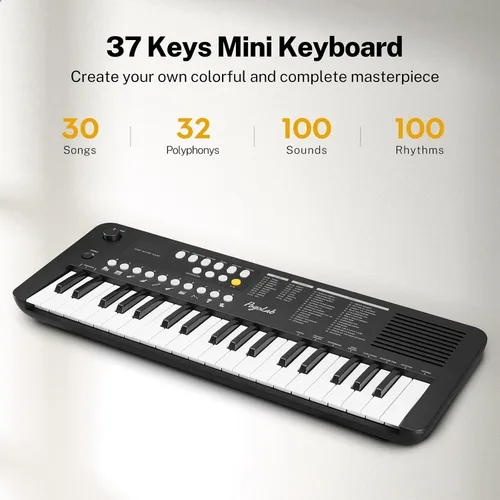 Miniatura 3 de POGOLAB MK1 Piano de teclado para niños de 37 teclas, mini piano portátil multifunción con excelente calidad de sonido, altavoz integrado y pantalla