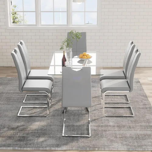 Miniatura 22 de Mesa de comedor de 5 piezas de 47 pulgadas con 4 sillas de piel sintética, juego de mesa de comedor moderno para 4, mesa de cocina rectangular