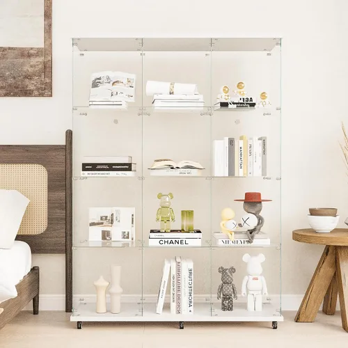 Miniatura 20 de Beauty4U - Vitrina de exhibición de una puerta con vidrio, gabinetes curio negros para sala de estar, dormitorio, oficina, exhibición de colección