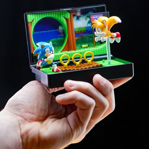 Miniatura 5 de Console Heroes Sonic the Hedgehog 2 - Juego de diorama coleccionable - Mini figuras de Sonic & Tails con escena Emerald Hill Zone - Cartucho retro