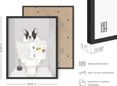 Miniatura 3 de HAUS AND HUES Divertida decoración de baño de perro, divertido arte de pared de baño de perro, póster de animales de bulldog francés