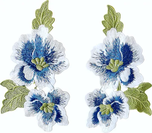 1 par de parches de peonía azul, parches de flores para ropa de bricolaje, jeans, manualidades de costura
