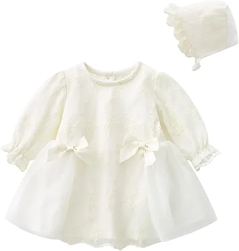 Miniatura 64 de Vestido de otoño de manga larga para niña pequeña, vestido de encaje con flores, boda, primer cumpleaños, bautizo, vestido con sombrero
