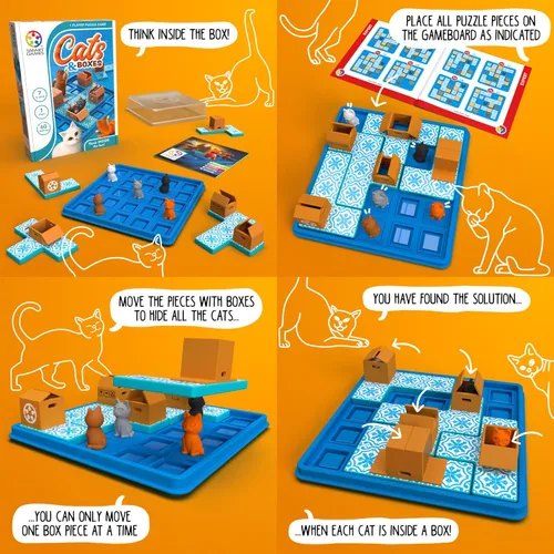Miniatura 9 de SmartGames Cats & Boxes - Juego de rompecabezas lógico con 60 desafíos para mayores de 7 años