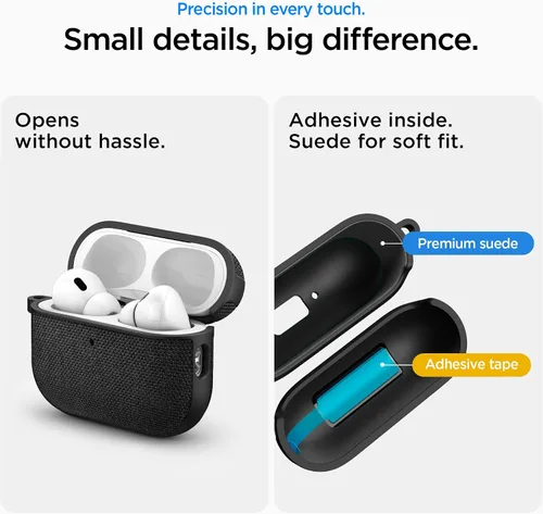 Miniatura 8 de Spigen Funda para AirPods Pro 3, Urban Fit Compatible con Funda de AirPods Pro de 3ª Generación (2025), Cubierta de Tela Premium con Mosquetón