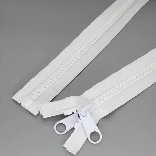 Miniatura 13 de Leekayer 2 cremalleras resistentes #10 de 48 pulgadas para coser y separar cremalleras de plástico grandes, cinta negra con doble lengüeta Negro