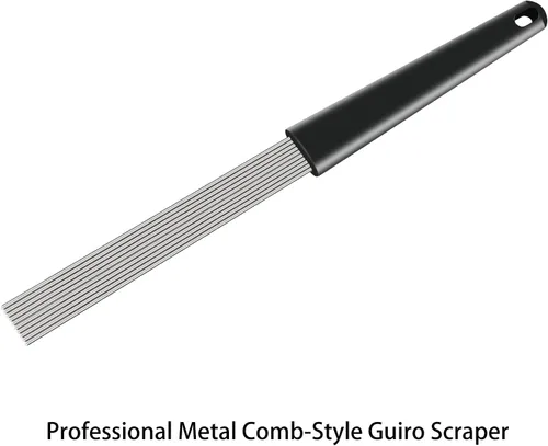Miniatura 2 de EASTROCK Güiro Raspador de Percusión Latina Estilo Peine Raspador de 12 Pulgadas Profesional de Repuesto para Varios Instrumentos de Percusión negro