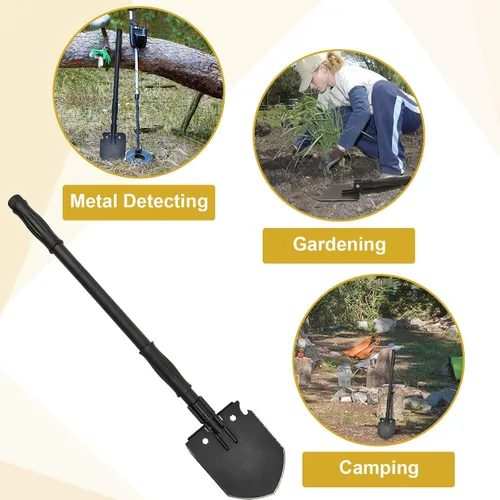 Miniatura 5 de Pala de supervivencia, (28.3 pulgadas), pala plegable para campamento, multiherramienta militar, herramienta táctica de trinchera, con pico
