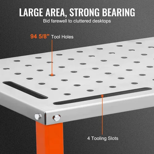 Miniatura 5 de VEVOR Mesa de soldadura de 36 x 18 pulgadas, capacidad de carga de 1200 libras, mesa de trabajo de soldadura de acero con ruedas, banco de trabajo