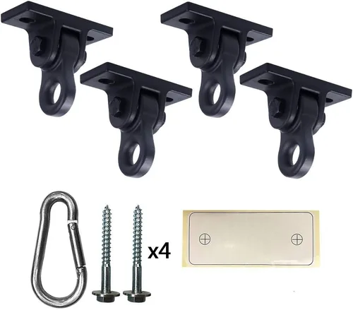 Miniatura 10 de ABUSA - Ganchos resistentes para columpios negros con tornillos y roscas incluidos, capacidad de más de 5000 libras, para patios de juegos, 2