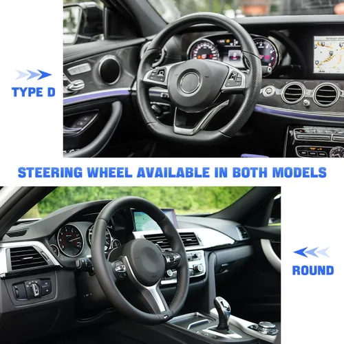 Miniatura 4 de zipelo Funda para volante de automóvil de 14.5"-15", protector de rueda interior de automóvil con cuero forrado antideslizante duradero, suave