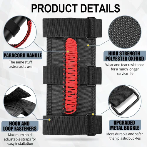 Miniatura 5 de moveland Paquete de 4 asas de agarre de barra antivuelco compatibles con Jeep Wrangler UTV, asas de agarre de barra antivuelco de lujo, fáciles