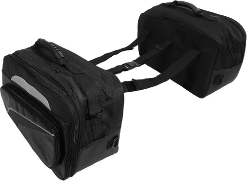 X AUTOHAUX 1 par universal de alforjas laterales para motocicleta, bolsa de equipaje de ciclismo, hebillas ajustables, piel sintética, color negro,