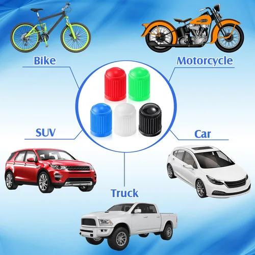 Miniatura 6 de Outus 20 tapas de vástago de válvula de neumático, tapas universales de plástico para vástagos de válvula de automóvil, bicicletas, automóviles