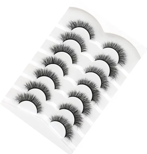 Miniatura 32 de Pooplunch - Pestañas postizas finas de visón sintético, estilo ojo de gato, naturales, cruzadas, tipo racimo, efecto 8D de volumen, tiras