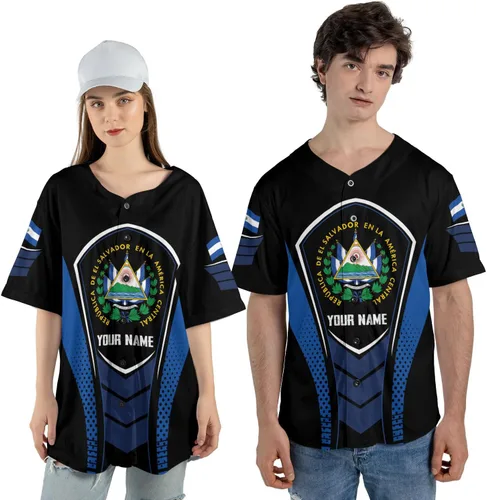 Miniatura 2 de Personalizado El Salvador Camiseta De Béisbol, Camisa Personalizada Hombres Orgullosos Camisetas De La Bandera De El Salvador, Camisas Del Salvador