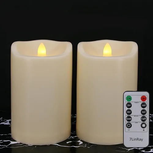 Miniatura 14 de Velas sin llama de 3" x 5" pulgadas para exteriores que funcionan con baterías, con control remoto y temporizador, velas LED parpadeantes de pilar 1