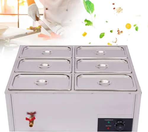 Calentador de alimentos comercial de acero inoxidable calentador de sopa eléctrico de acero inoxidable caliente bien Bain Marie Calentador de