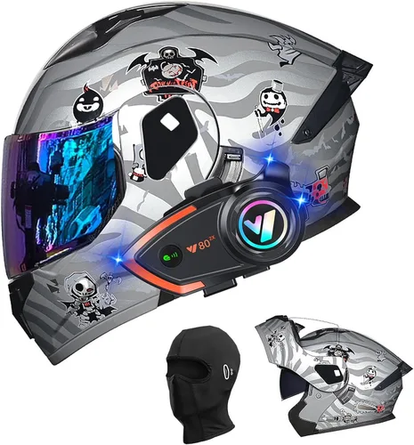 Miniatura 27 de Cascos de motocicleta para hombre, aprobado por DOT, casco de motocicleta de cara completa para adultos, casco de motocicleta con doble visera, D