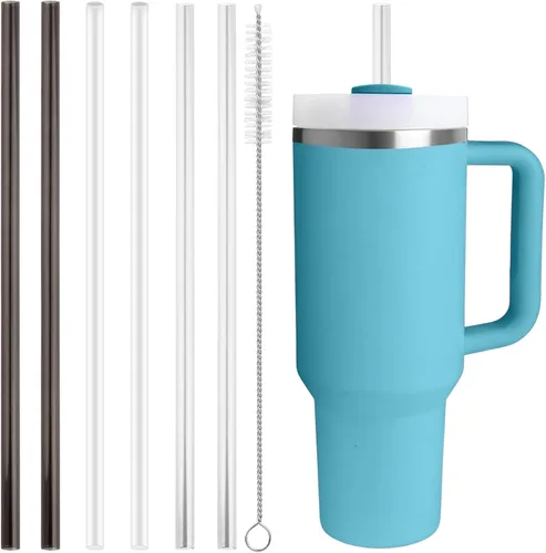 Miniatura 14 de Popote de repuesto compatible con Stanley Quencher de 40 oz, 30 oz Tumbler, popotes reutilizables extra largos de 12 pulgadas de plástico para vaso
