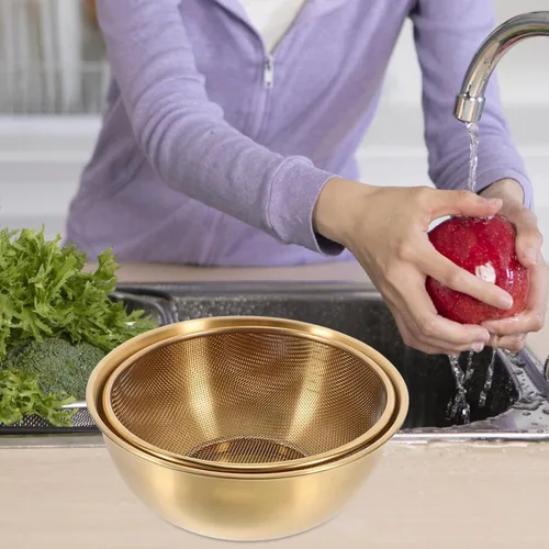 Miniatura 7 de Luxshiny Cesta coladora de acero inoxidable con colador de malla fina y lavabo de 7.08 pulgadas para cocina, verduras, frutas, arroz, limpieza