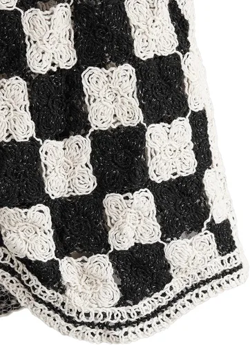 Miniatura 4 de Verdusa Chaleco de punto a cuadros sin mangas con cuello en V y botones para mujer