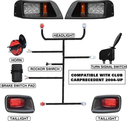 Miniatura 6 de Kits de luz LED para carritos de golf Shu-Ran para carritos EZGO TXT 1996-2013 (12V), Faros de carrito de golf súper brillantes con señales de giro