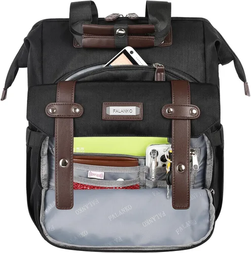 Miniatura 5 de Mochila para portátil para mujer, para trabajo de doctoras, profesoras, enfermeras, de 15.6 pulgadas, mochila universitaria de apertura amplia